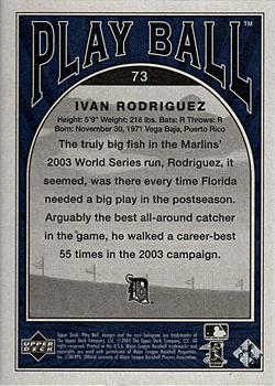 2004 Upper Deck Play Ball - Blue #73 Ivan Rodriguez Back