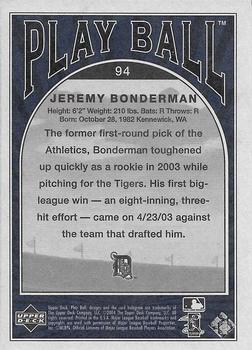 2004 Upper Deck Play Ball - Blue #94 Jeremy Bonderman Back