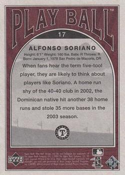 2004 Upper Deck Play Ball - Parallel 175 #17 Alfonso Soriano Back