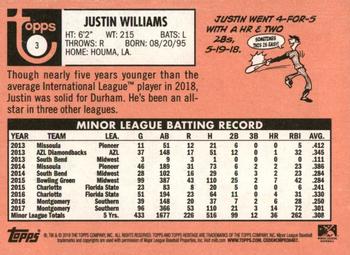 2018 Topps Heritage Minor League #3 Justin Williams Back