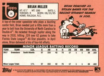 2018 Topps Heritage Minor League #26 Brian Miller Back