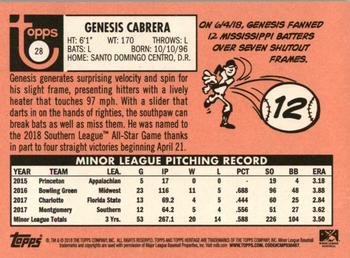 2018 Topps Heritage Minor League #28 Genesis Cabrera Back