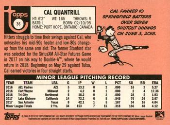 2018 Topps Heritage Minor League #36 Cal Quantrill Back