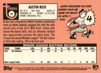 2018 Topps Heritage Minor League #88 Austin Beck Back