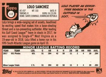 2018 Topps Heritage Minor League #112 LoLo Sanchez Back
