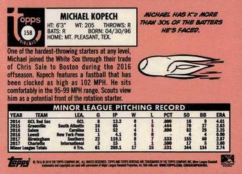 2018 Topps Heritage Minor League #158 Michael Kopech Back