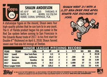 2018 Topps Heritage Minor League #176 Shaun Anderson Back