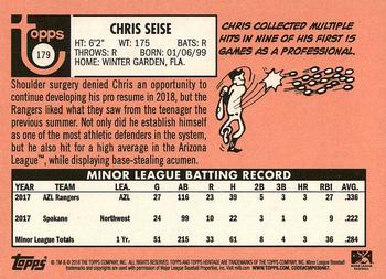 2018 Topps Heritage Minor League #179 Chris Seise Back