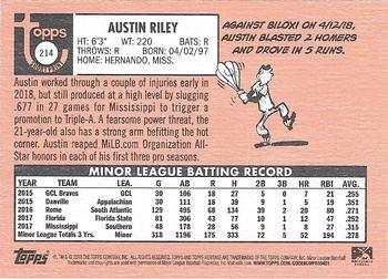 2018 Topps Heritage Minor League #214 Austin Riley Back