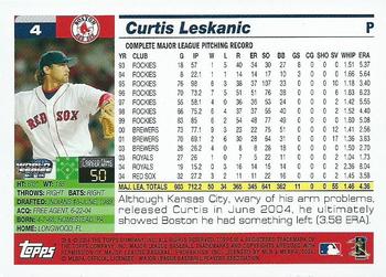 2004 Topps World Champions Boston Red Sox #4 Curtis Leskanic Back