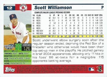 2004 Topps World Champions Boston Red Sox #12 Scott Williamson Back