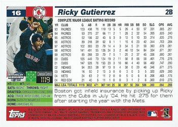 2004 Topps World Champions Boston Red Sox #16 Ricky Gutierrez Back