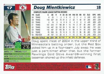 2004 Topps World Champions Boston Red Sox #17 Doug Mientkiewicz Back