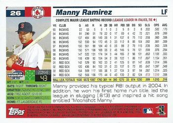 2004 Topps World Champions Boston Red Sox #26 Manny Ramirez Back