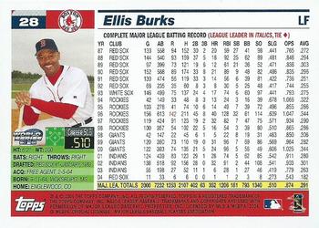 2004 Topps World Champions Boston Red Sox #28 Ellis Burks Back