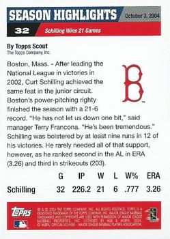 2004 Topps World Champions Boston Red Sox #32 Curt Schilling Back