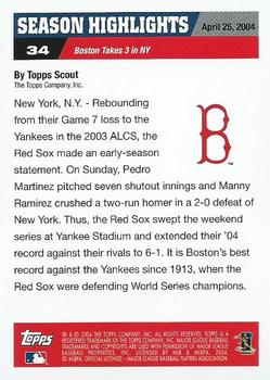 2004 Topps World Champions Boston Red Sox #34 Manny Ramirez Back