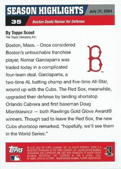 2004 Topps World Champions Boston Red Sox #35 Orlando Cabrera / Doug Mientkiewicz Back