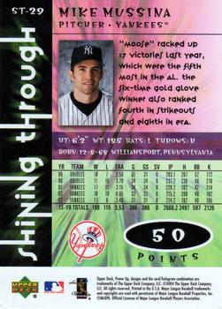2004 Upper Deck Power Up - Shining Through #ST-29 Mike Mussina Back
