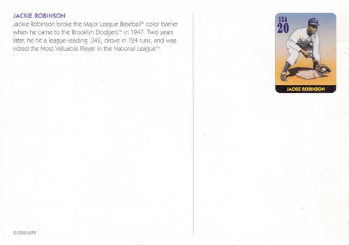 2000 USPS Legends of Baseball Postcards - Prepaid Postcard #NNO Jackie Robinson Back