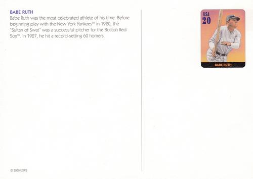 2000 USPS Legends of Baseball Postcards - Prepaid Postcard #NNO Babe Ruth Back