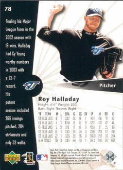 2004 Upper Deck Sweet Spot - Limited #78 Roy Halladay Back