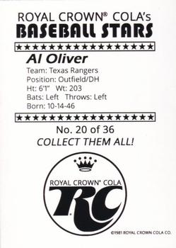 1981 Royal Crown Cola Baseball Stars (unlicensed) #20 Al Oliver Back