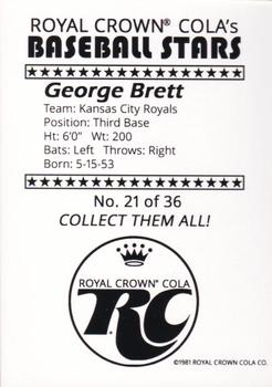 1981 Royal Crown Cola Baseball Stars (unlicensed) #21 George Brett Back