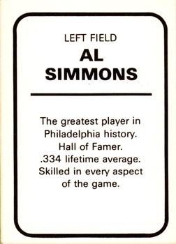 1987 Philadelphia Favorites #NNO Al Simmons Back