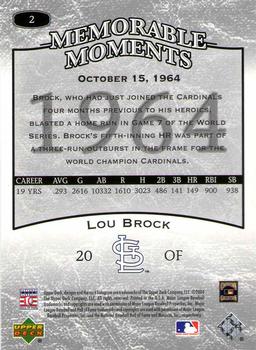 2004 Upper Deck Legends Timeless Teams #2 Lou Brock Back