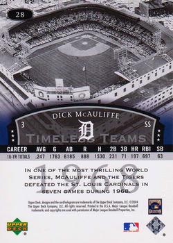 2004 Upper Deck Legends Timeless Teams #28 Dick McAuliffe Back