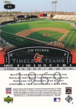 2004 Upper Deck Legends Timeless Teams #45 Jim Palmer Back