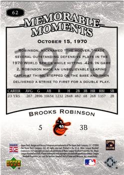 2004 Upper Deck Legends Timeless Teams #62 Brooks Robinson Back