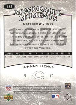 2004 Upper Deck Legends Timeless Teams #132 Johnny Bench Back
