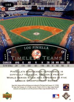 2004 Upper Deck Legends Timeless Teams #188 Lou Piniella Back
