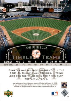 2004 Upper Deck Legends Timeless Teams #217 Lou Piniella Back