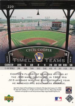 2004 Upper Deck Legends Timeless Teams #220 Cecil Cooper Back