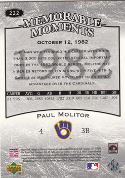 2004 Upper Deck Legends Timeless Teams #222 Paul Molitor Back