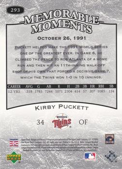 2004 Upper Deck Legends Timeless Teams #293 Kirby Puckett Back