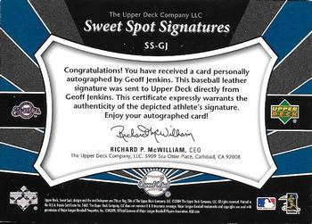 2004 Upper Deck Sweet Spot - Sweet Spot Signatures Red Stitch #SS-GJ Geoff Jenkins Back