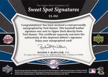 2004 Upper Deck Sweet Spot - Sweet Spot Signatures Red Stitch #SS-HU Torii Hunter Back