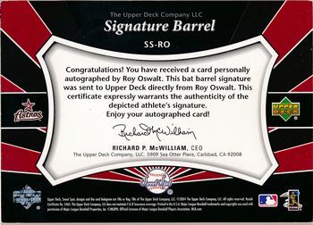2004 Upper Deck Sweet Spot - Signature Barrels #SS-RO Roy Oswalt Back