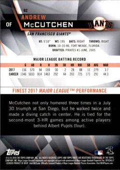 2018 Finest - Refractor #92 Andrew McCutchen Back