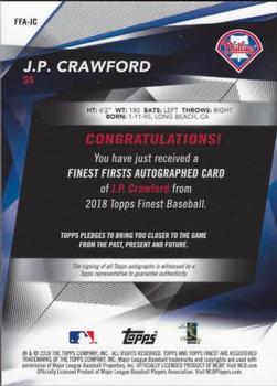 2018 Finest - Finest Autographs Orange Wave #FA-JC J.P. Crawford Back
