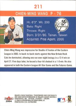2004 Ultra #211 Chien-Ming Wang Back