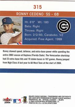 2004 Ultra #315 Ronny Cedeno Back