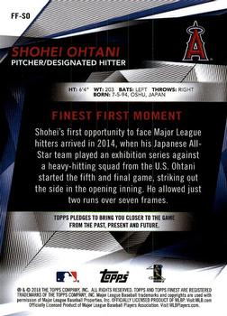 2018 Finest - Finest Firsts #FF-SO Shohei Ohtani Back