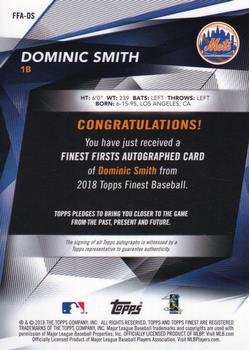 2018 Finest - Finest Firsts Autographs #FFA-DS Dominic Smith Back