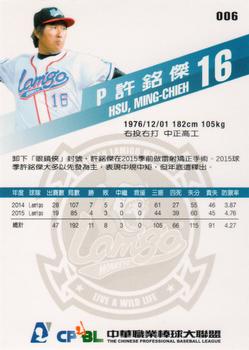 2015 CPBL #006 Ming-Chieh Hsu Back