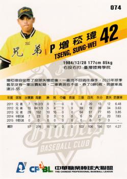 2015 CPBL #074 Sung-Wei Tseng Back
